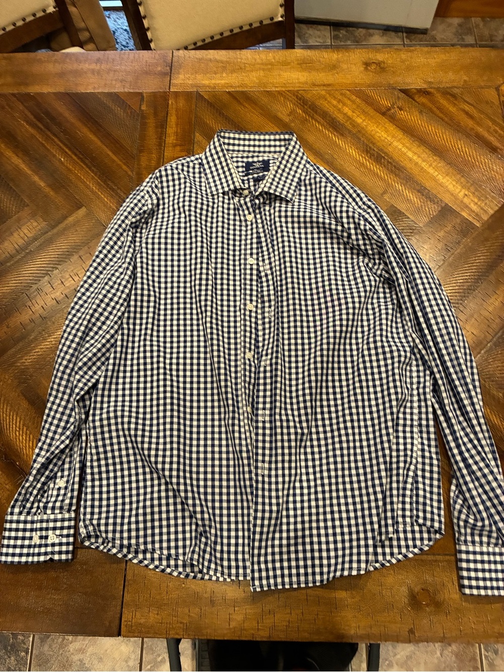 Dockers Navy and White Gingham Button-Down Dress Shirt